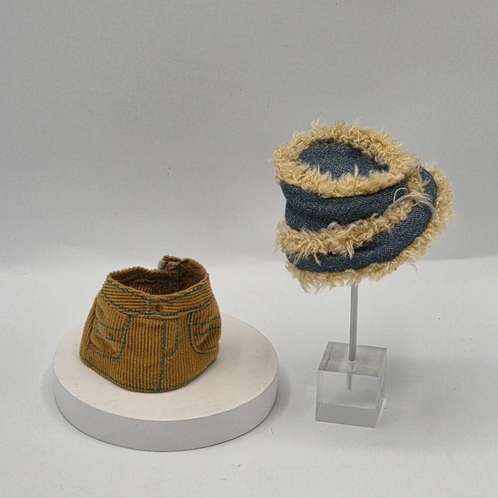 Bratz Doll Y2K Style Denim Bucket Hat & Retro Corduroy Mini Skirt Outfit Set